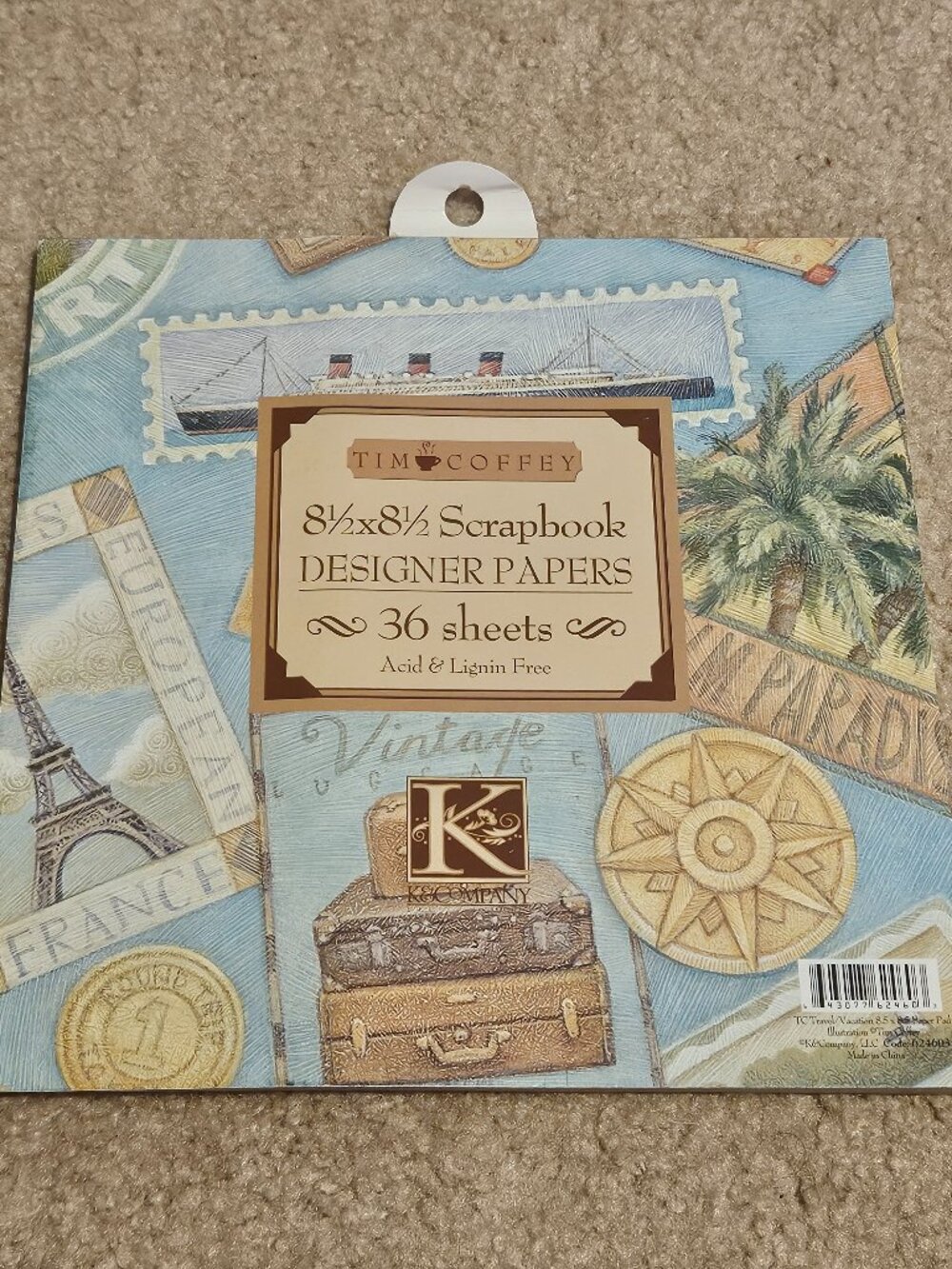 RARE NEW K & CO TIM COFFEY DESIGNER TRAVEL VACATION SCRAPBOOK CRAFT CARD PAPER